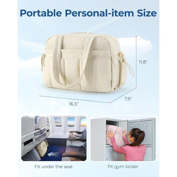 BAGSMART Gym Bag Beige Women Water-Resistant Travel Duffel with Wet Pocket - Picture 2 of 8